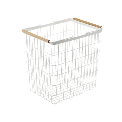 Steel & Wood Wire Basket - Laundry & Utility