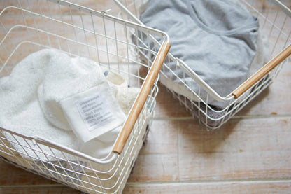Steel & Wood Wire Basket - Laundry & Utility