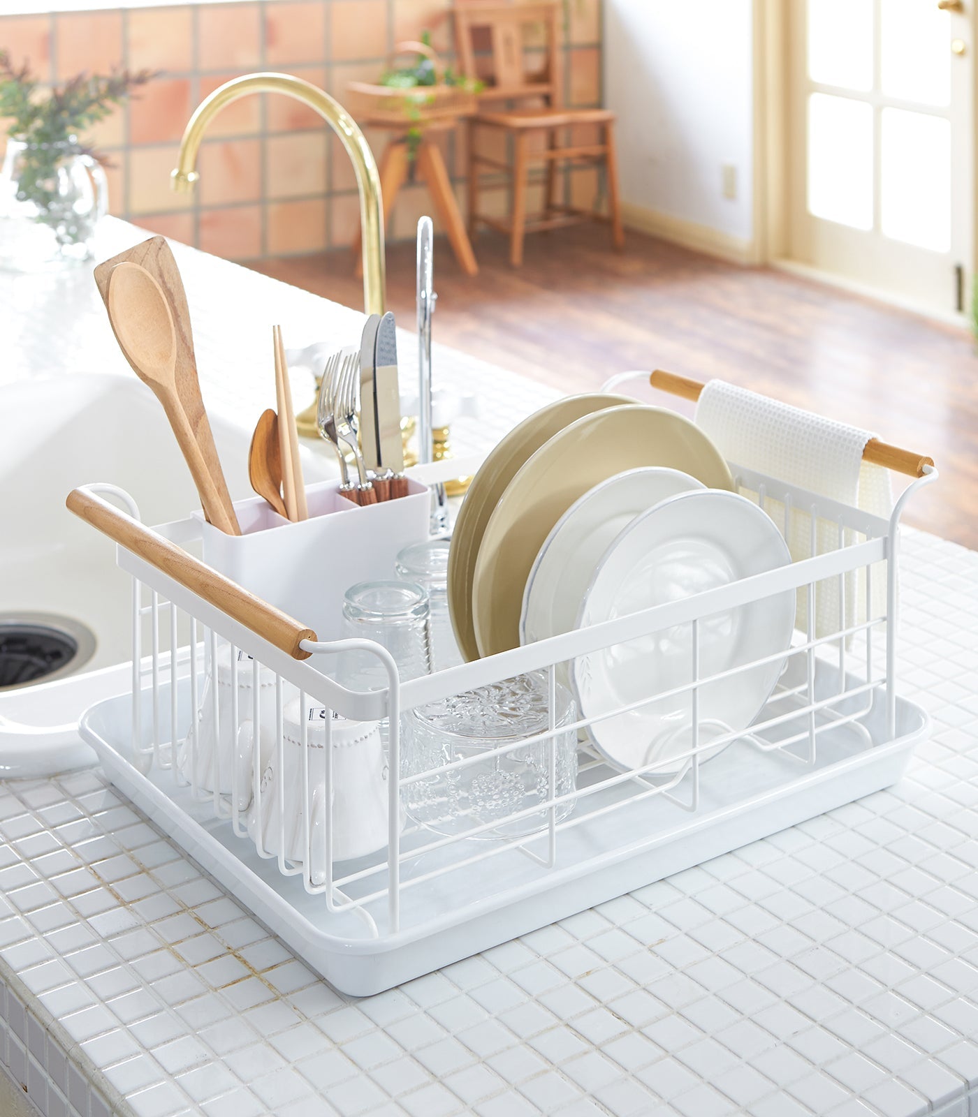 Steel & Wood Dish Drying Rack - Kitchen Calm