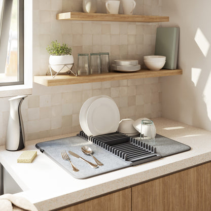 Foldable Dish Drying Rack with Mat - Kitchen Calm