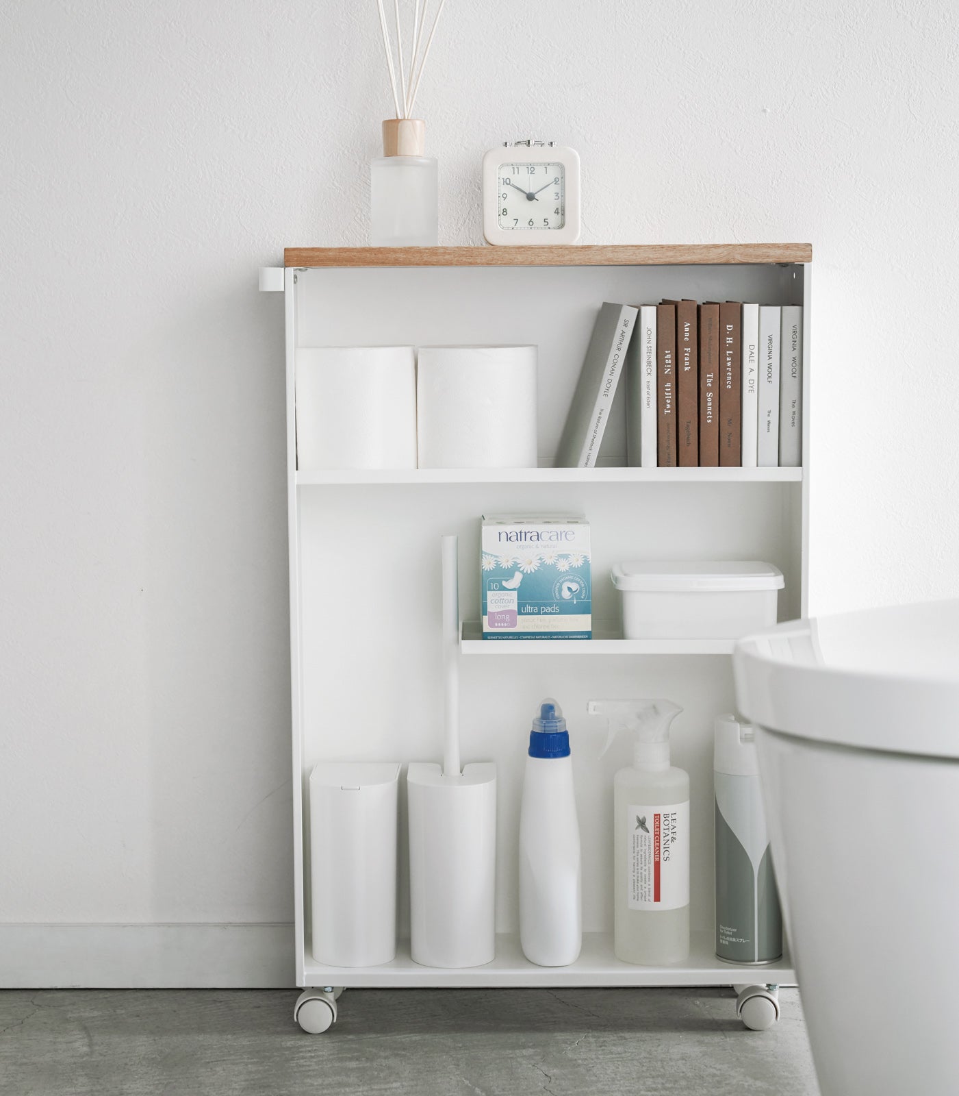 Slim Rolling Storage Cart with Wood Top - Kitchen Calm