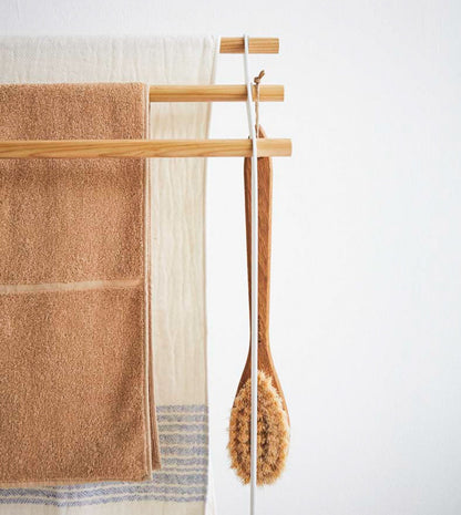 Steel & Wood Bath Towel Rack - Bathroom Reset