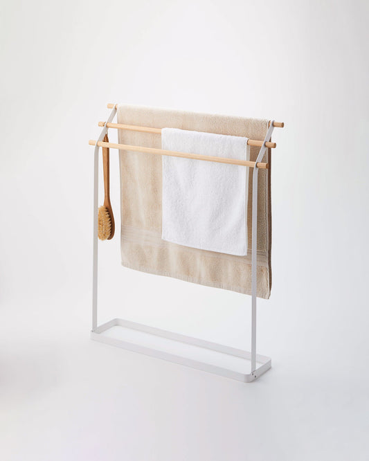 Steel & Wood Bath Towel Rack - Bathroom Reset