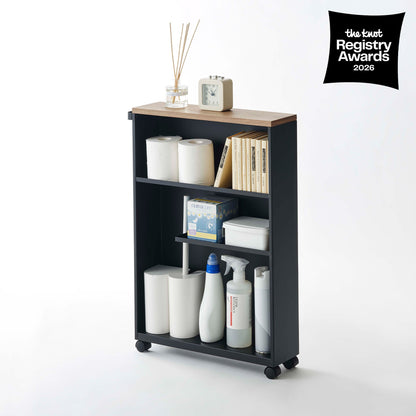 Slim Rolling Storage Cart with Wood Top - Kitchen Calm