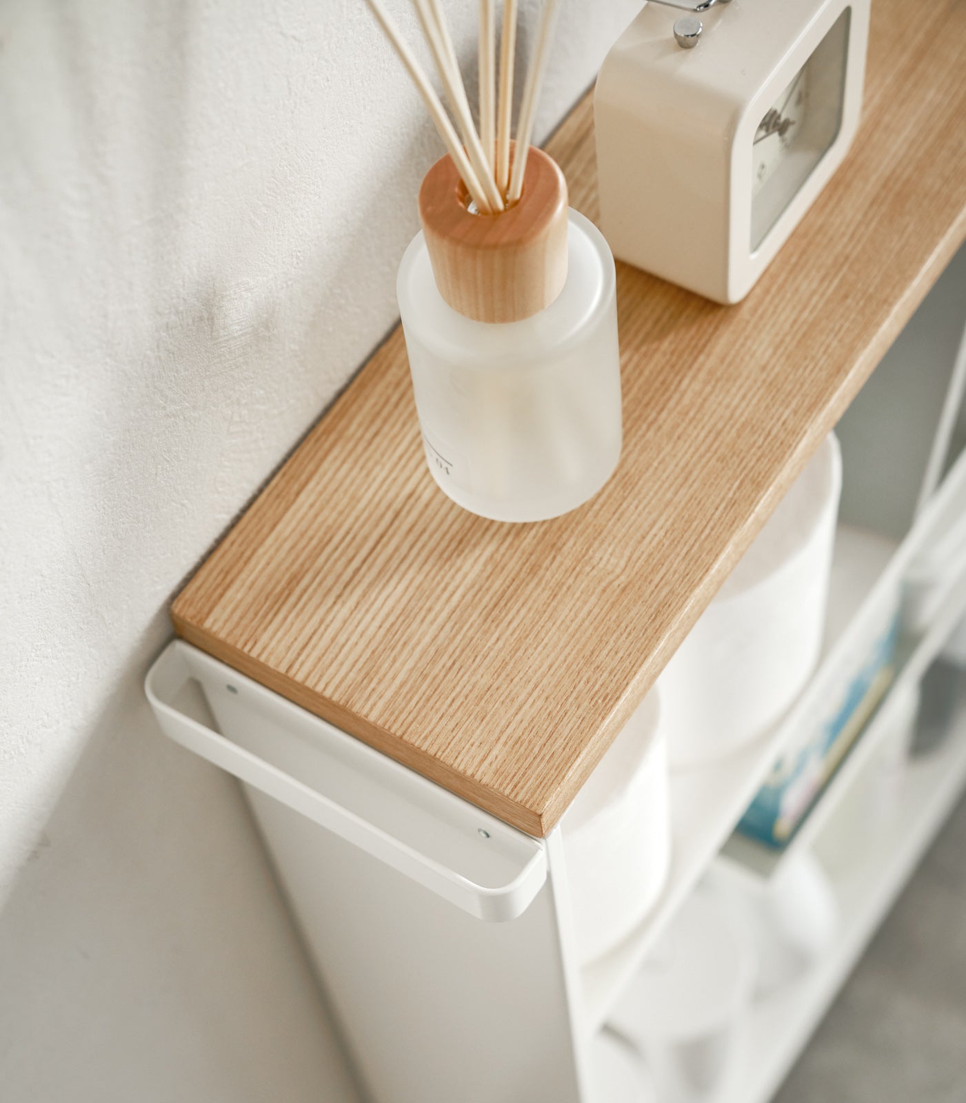 Slim Rolling Storage Cart with Wood Top - Kitchen Calm