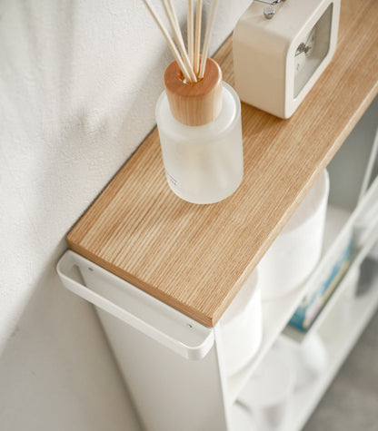 Slim Rolling Storage Cart with Wood Top - Kitchen Calm