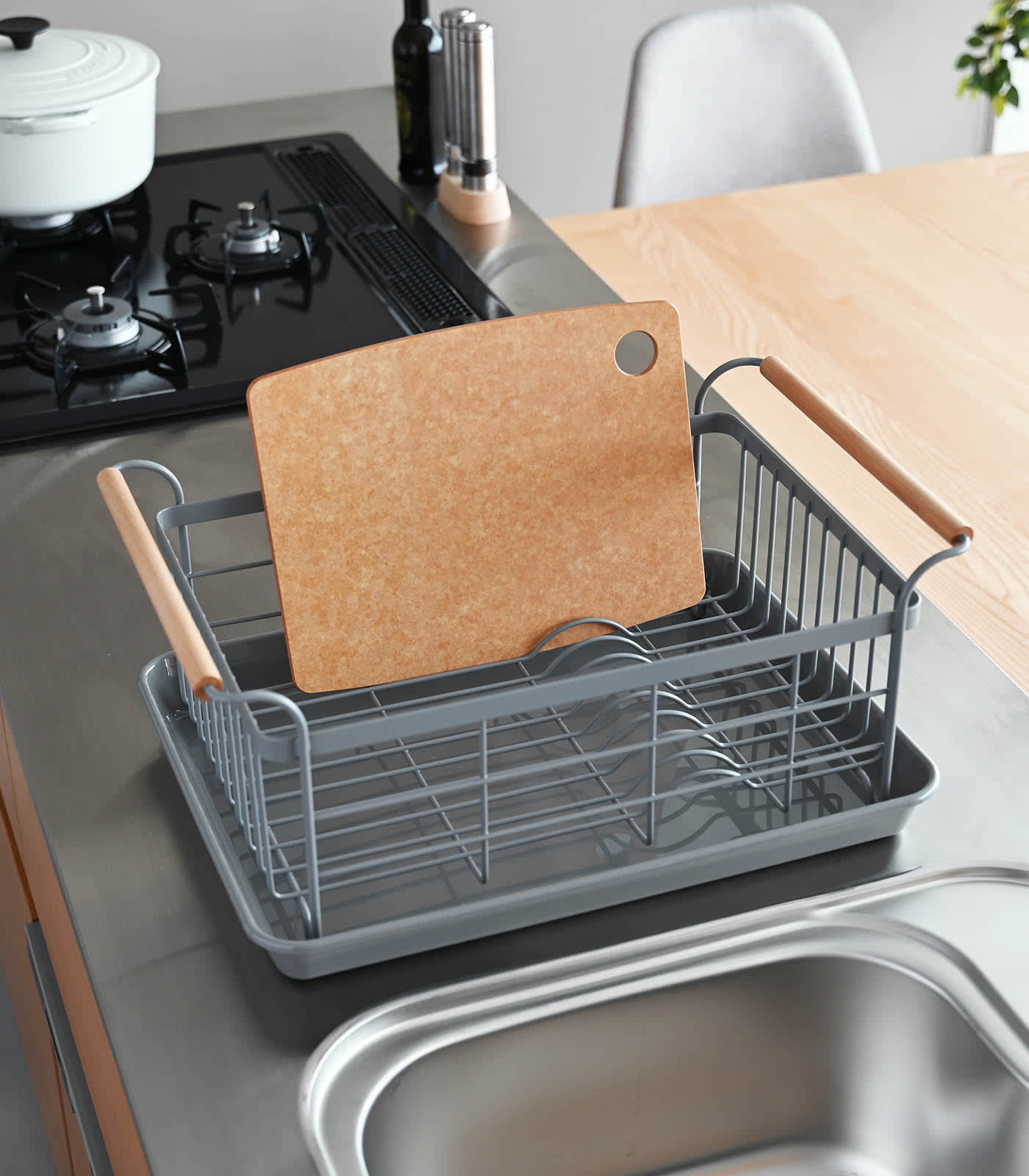 Steel & Wood Dish Drying Rack - Kitchen Calm