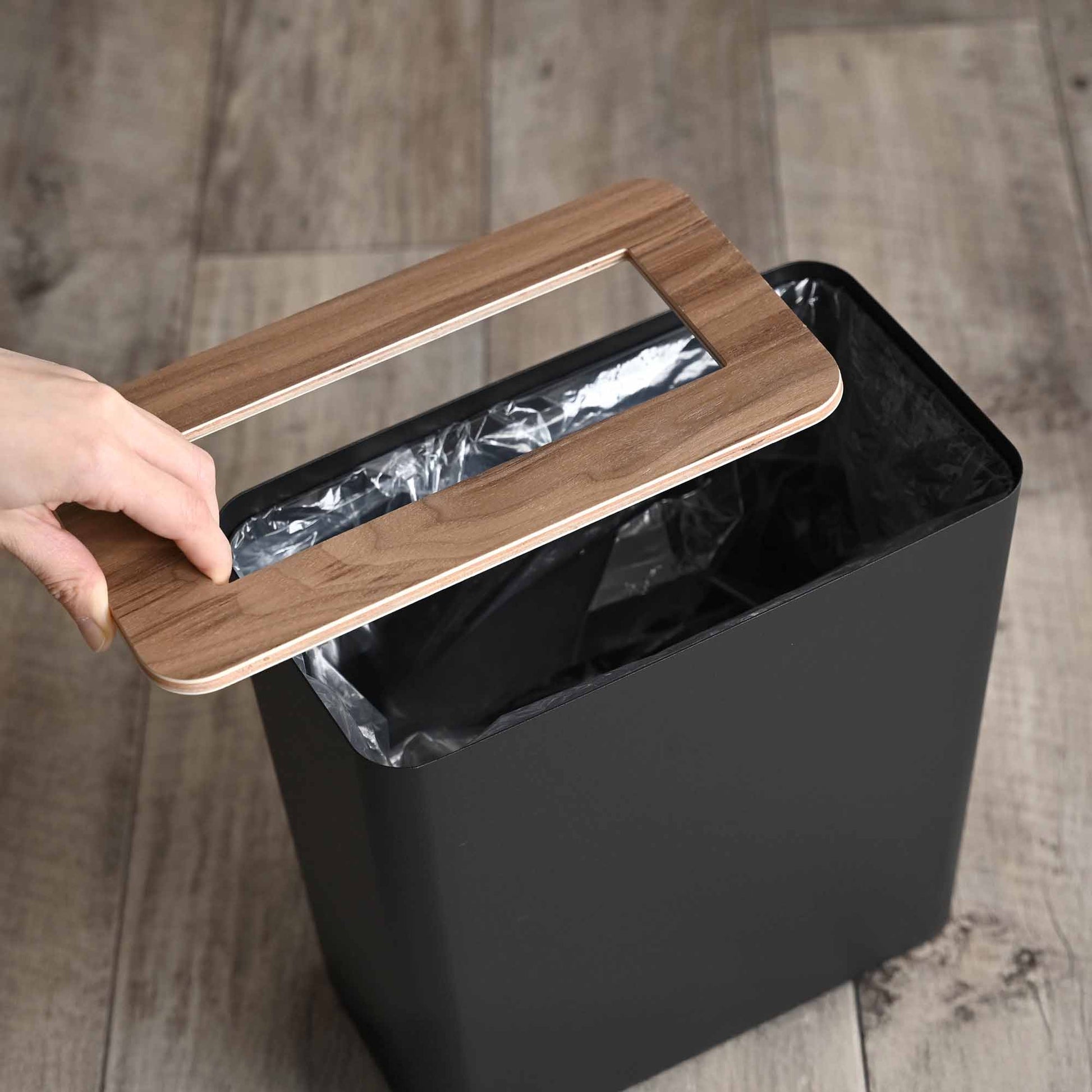 Rectangle Steel & Wood Trash Can - Neat Corners