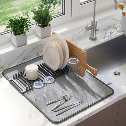 Foldable Dish Drying Rack with Mat - Kitchen Calm