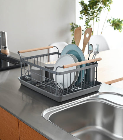 Steel & Wood Dish Drying Rack - Kitchen Calm