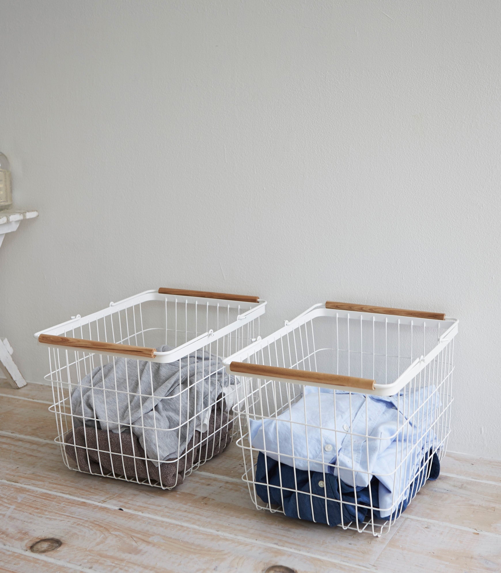 Steel & Wood Wire Basket - Laundry & Utility