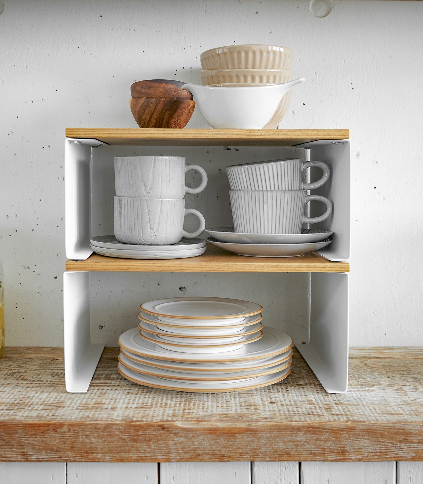 Steel & Wood Stackable Countertop Shelf - Neat Corners