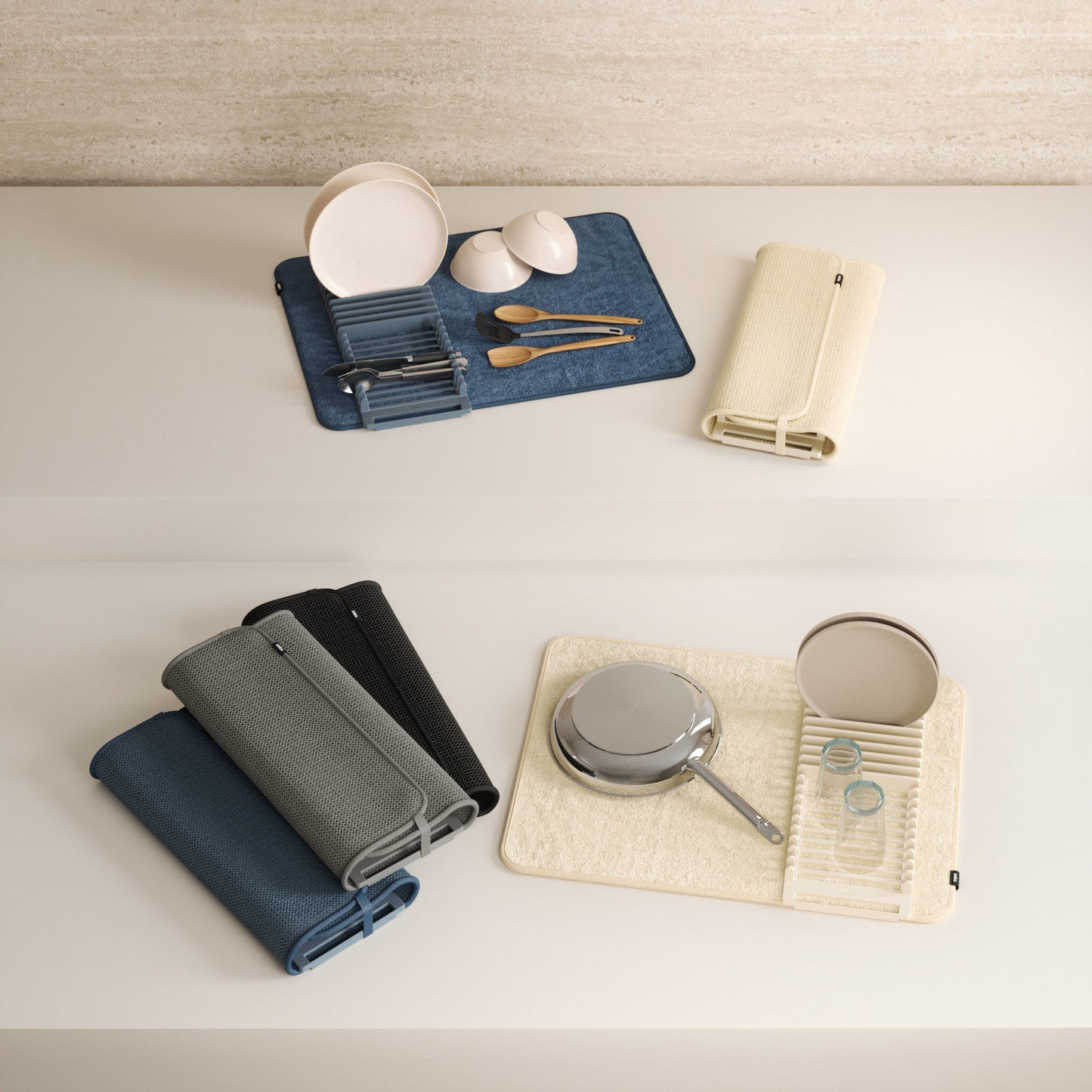 Foldable Dish Drying Rack with Mat - Kitchen Calm