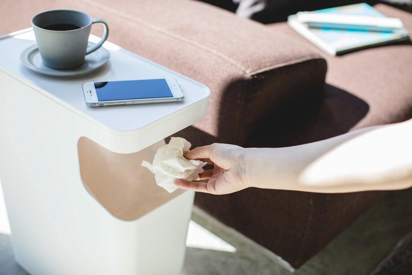 Side Table Trash Can - Neat Corners