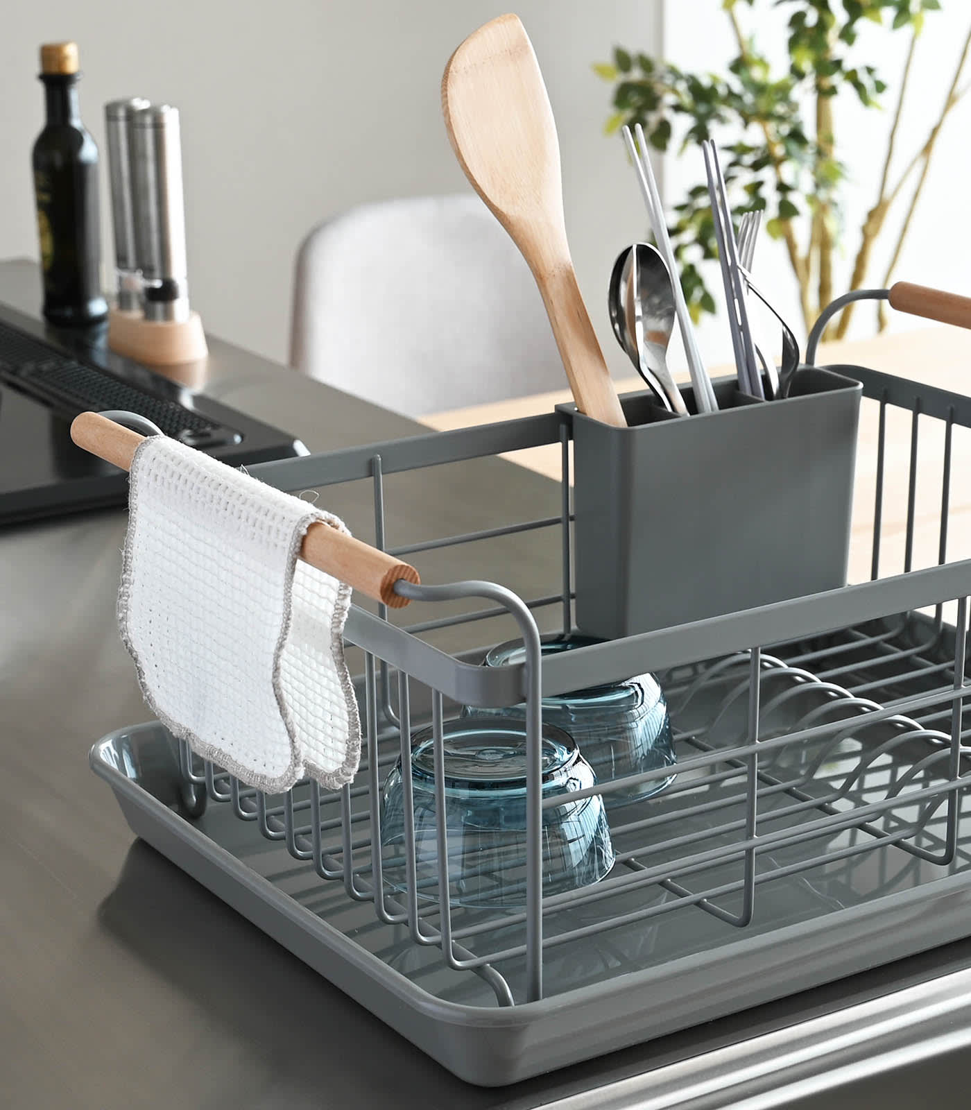 Steel & Wood Dish Drying Rack - Kitchen Calm