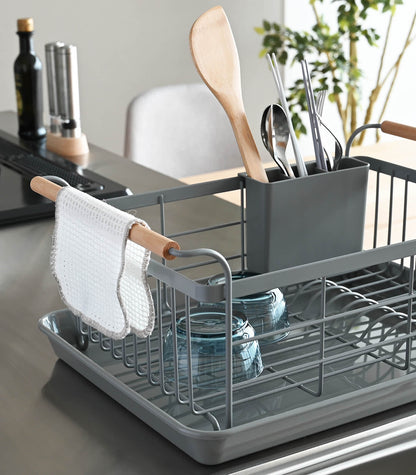 Steel & Wood Dish Drying Rack - Kitchen Calm