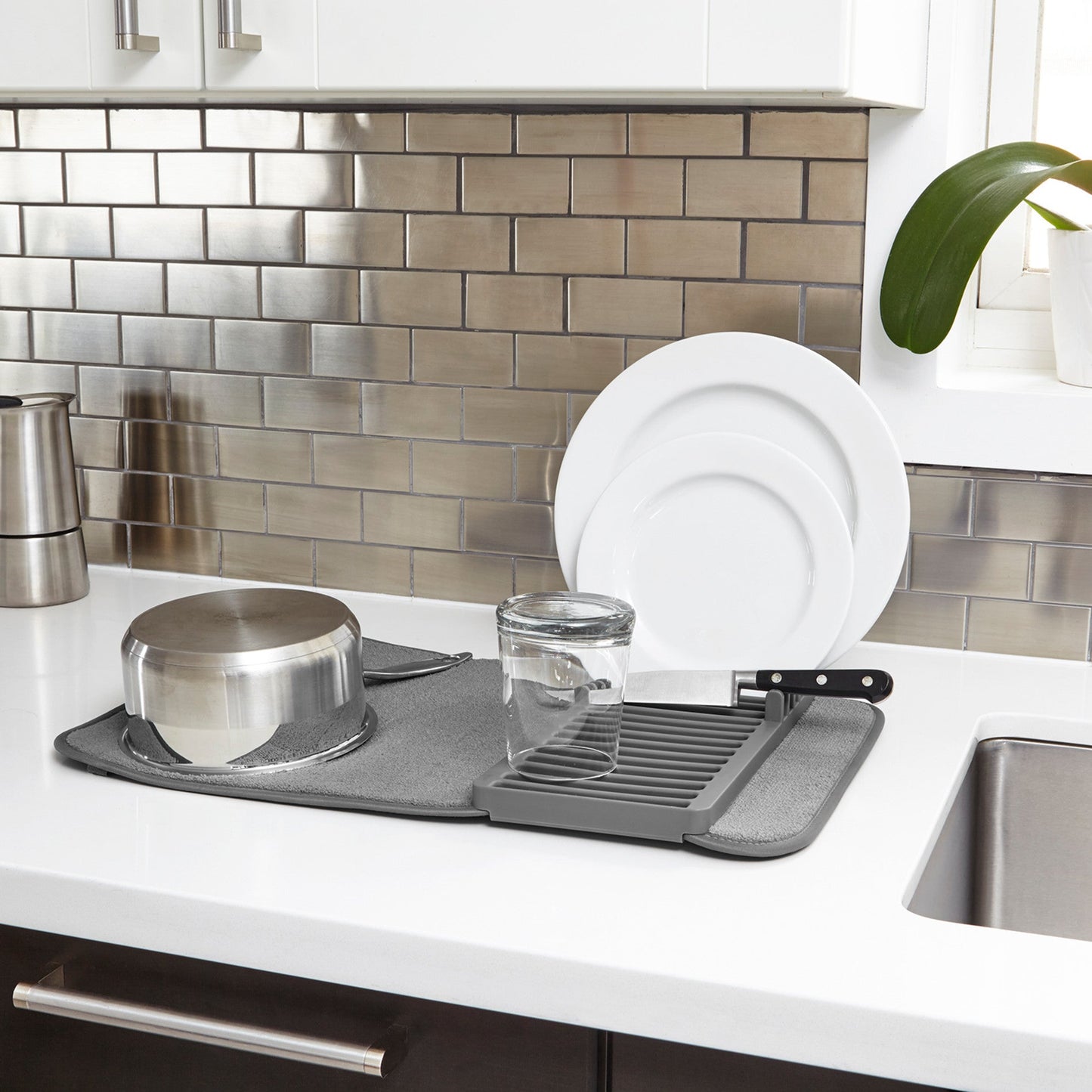 Mini Dish Drying Rack with Mat - Kitchen Calm