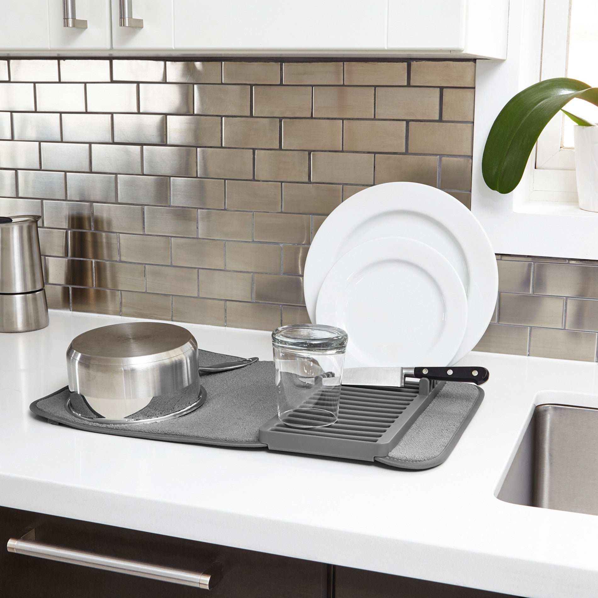 Mini Dish Drying Rack with Mat - Kitchen Calm