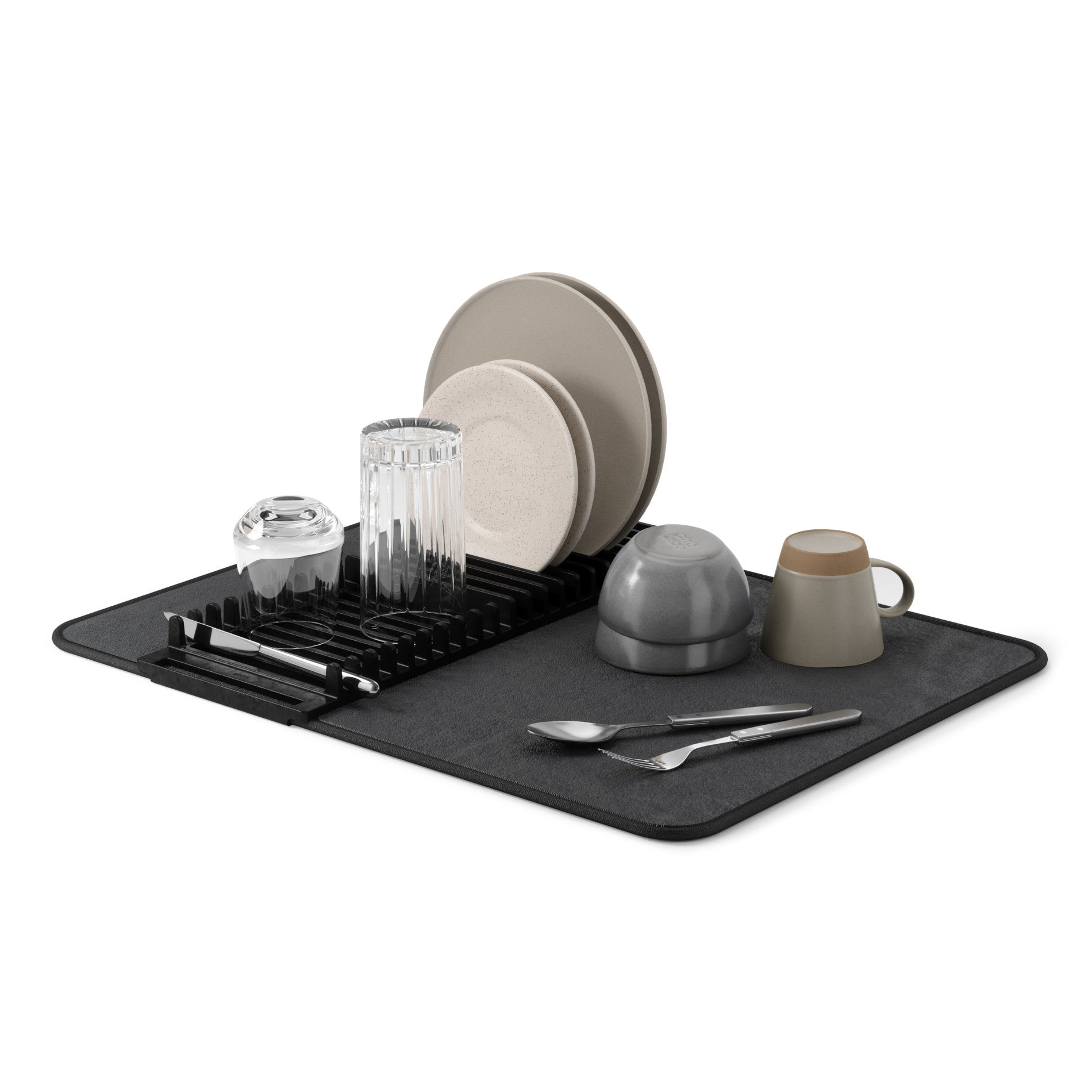 Foldable Dish Drying Rack with Mat - Kitchen Calm