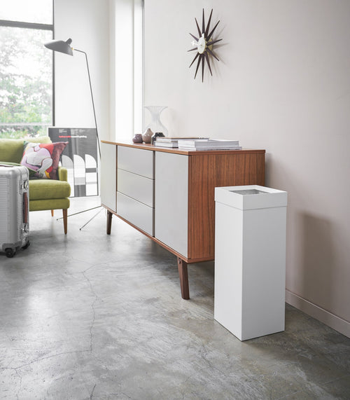 Tall Steel Trash Can - Neat Corners