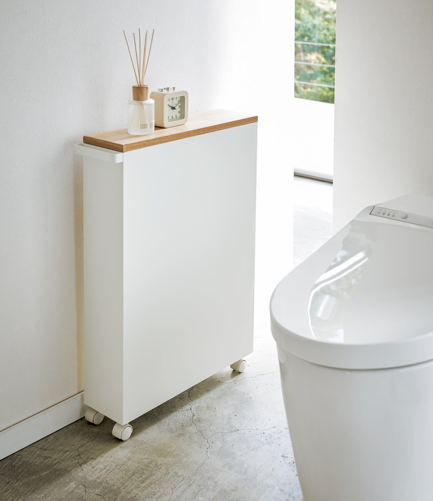 Slim Rolling Storage Cart with Wood Top - Kitchen Calm